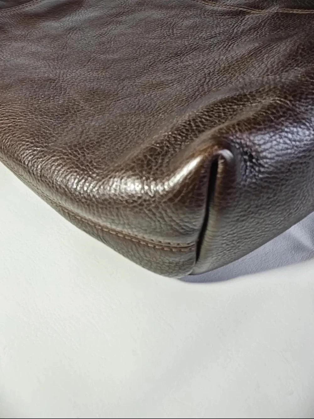Mulberry Dark Brown Leather Messenger Bag with Brass Hardware